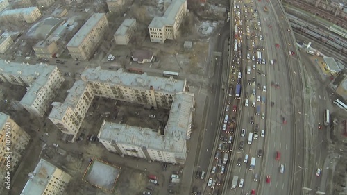 Cityscape with car congestion on Third Transport Ring photo