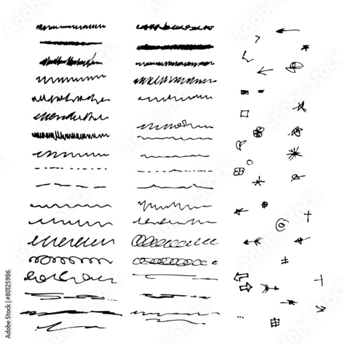 Collection of individual hand drawn elements
