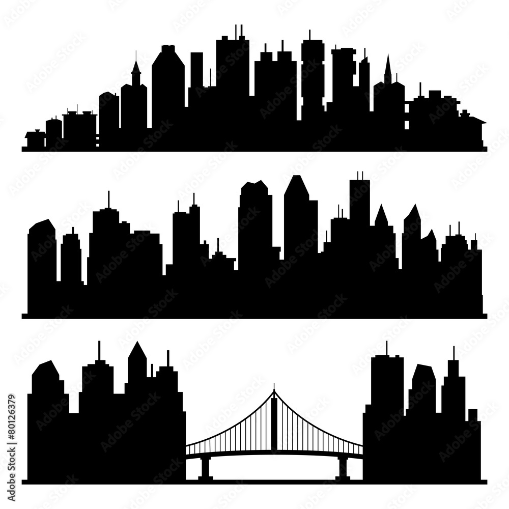 Vector set. Cities silhouette.