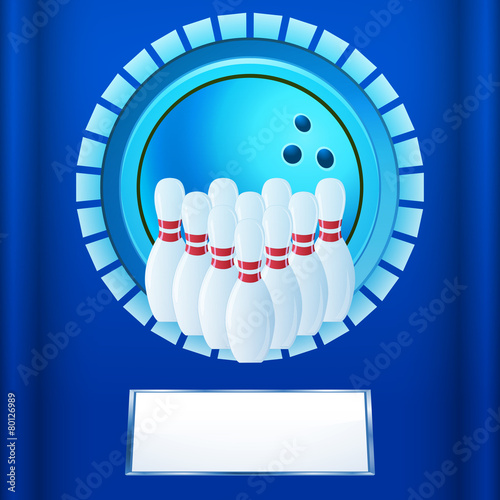 Bowling plaque on blue background