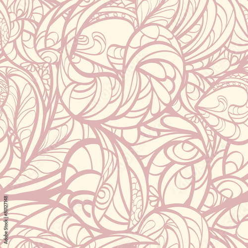 Pink hand drawn floral seamless.