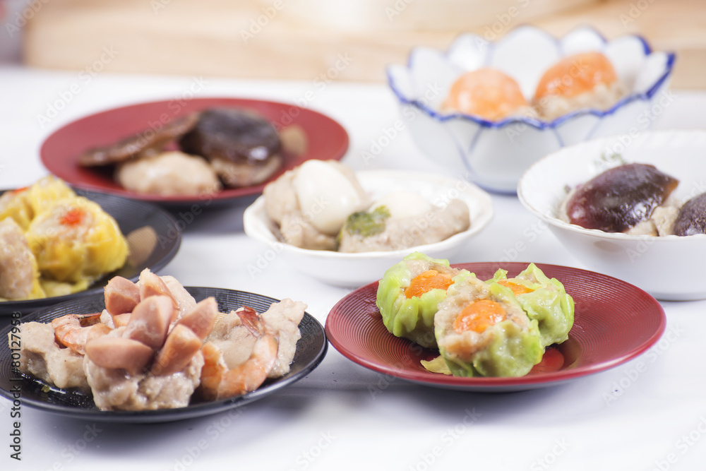 Group of stream Dim Sum chinese food Group of stream Dim Sum chinese food