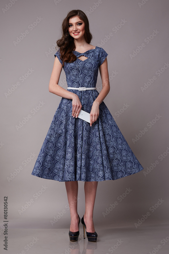 Beautyful sexy woman in dress long dark hair acsessory Beautyful sexy woman in dress long dark hair acsessory