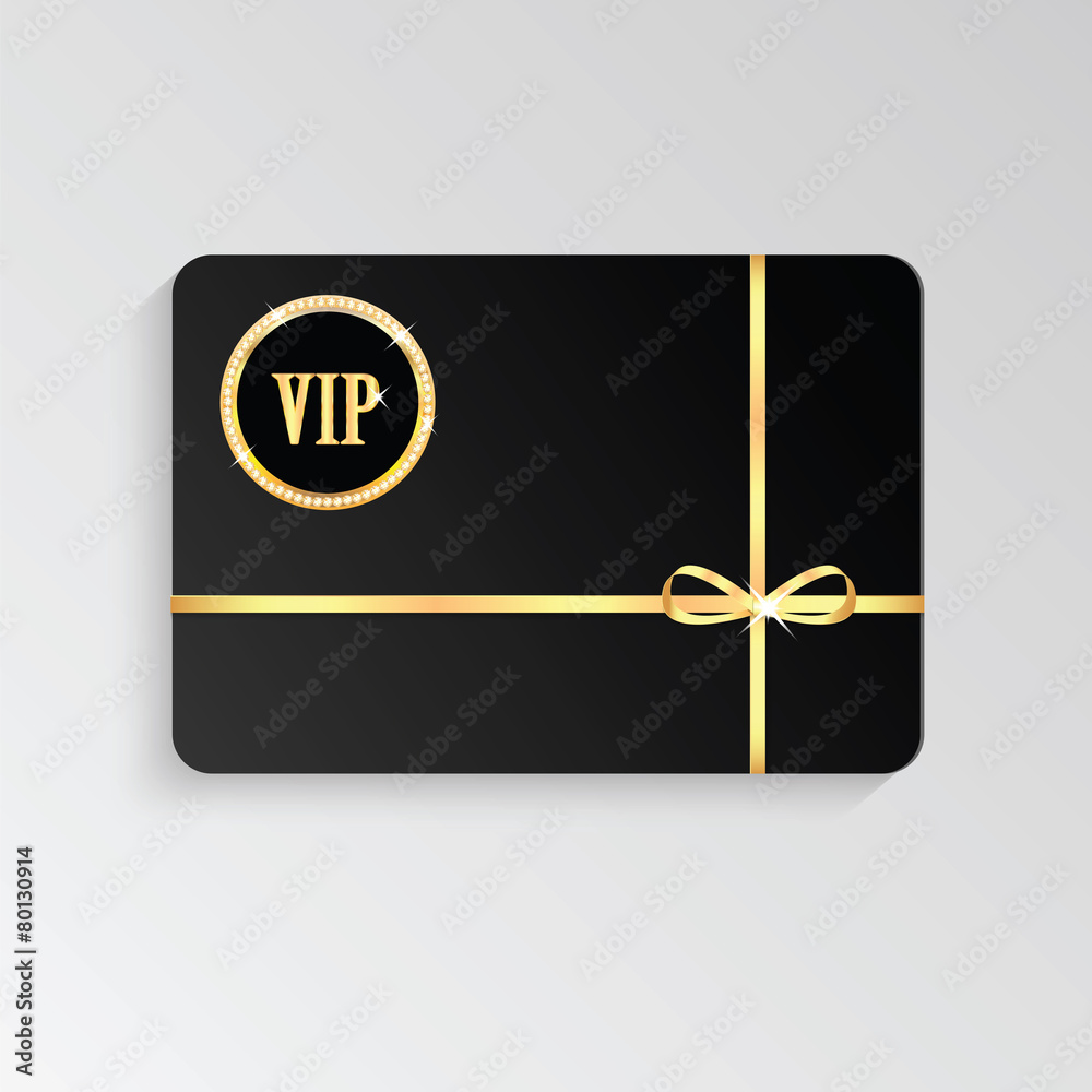Gold VIP cards with shiny letters and ribbon Gold VIP cards with shiny letters and ribbon