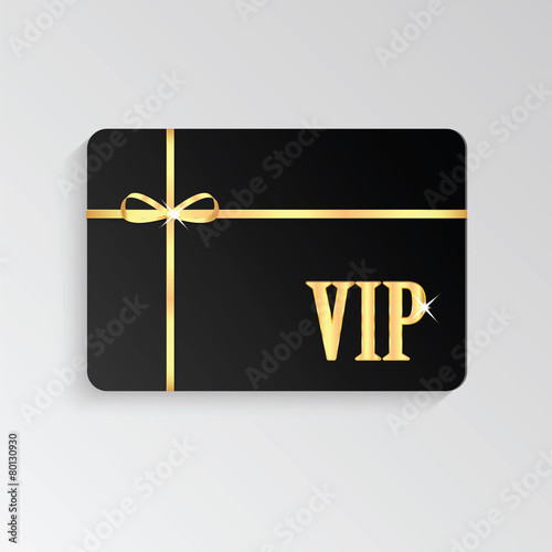 Gold VIP cards with shiny letters and ribbon