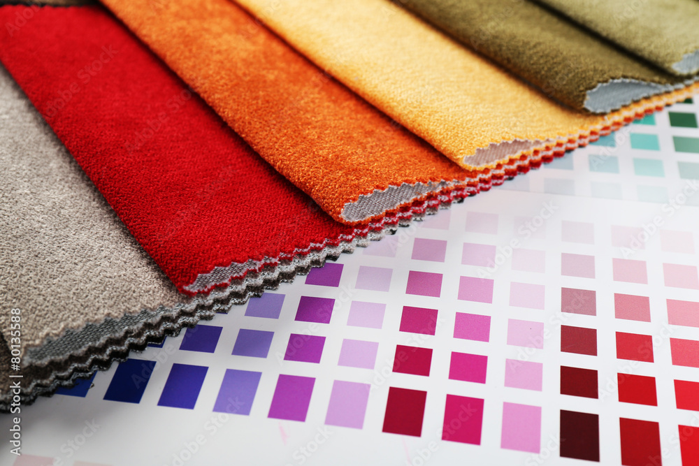 Scraps of colored tissue with palette close up