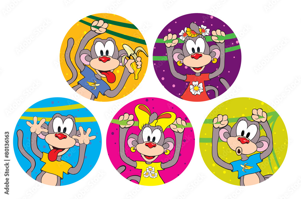 Set funny monkeys. Symbol of the year 2016. Set funny monkeys. Symbol of the year 2016.