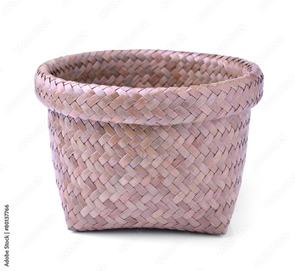 Basket water hyacinth weave on white Basket water hyacinth weave on white