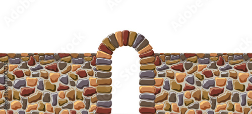 Arch and the wall of rough stone.