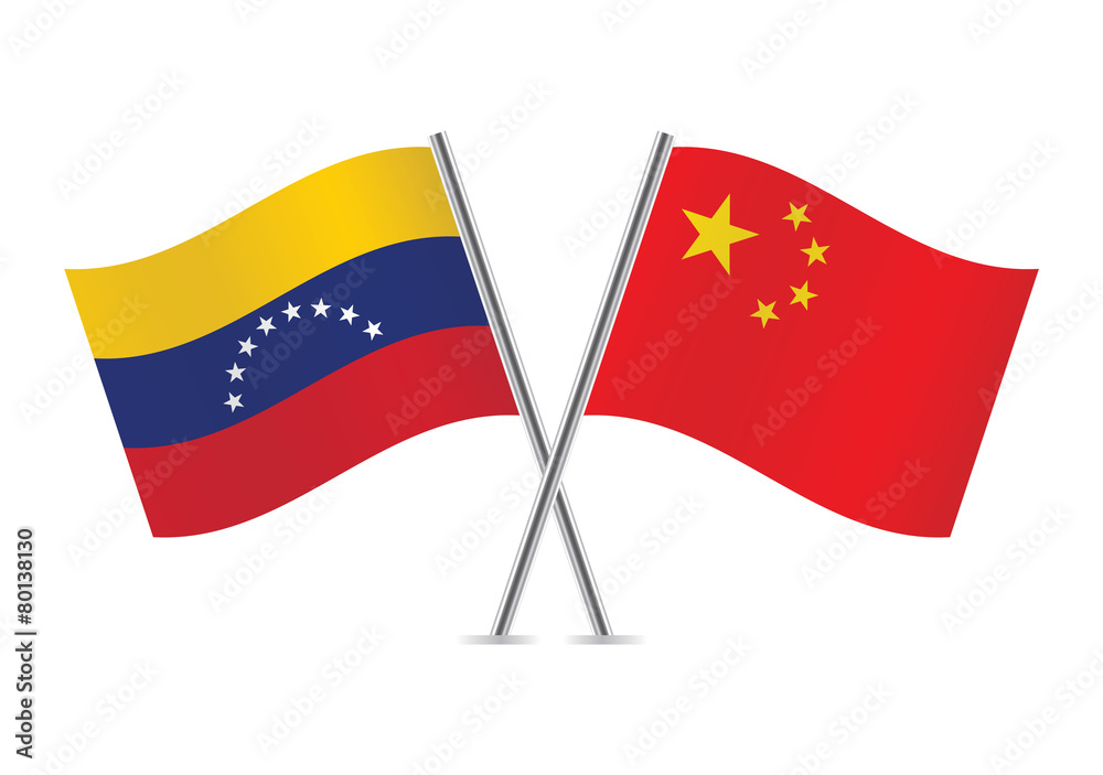 Chinese and Venezuela flags. Vector illustration. Chinese and Venezuela flags. Vector illustration.