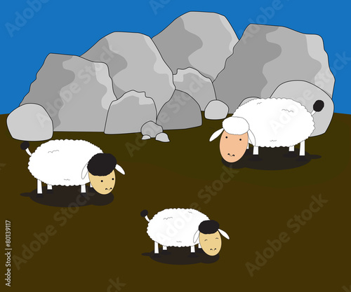 vector lamb animal family eating cartoon illustrator concept