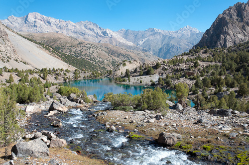 Majestic mountain lake in Tajikistan
