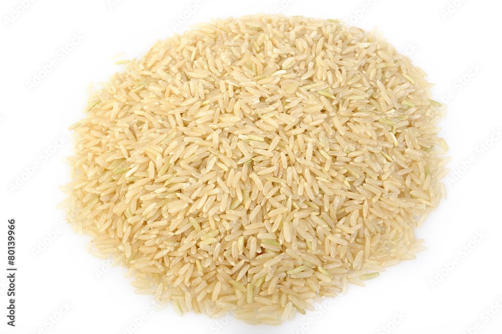 Pile of brown rice on white background Pile of brown rice on white background