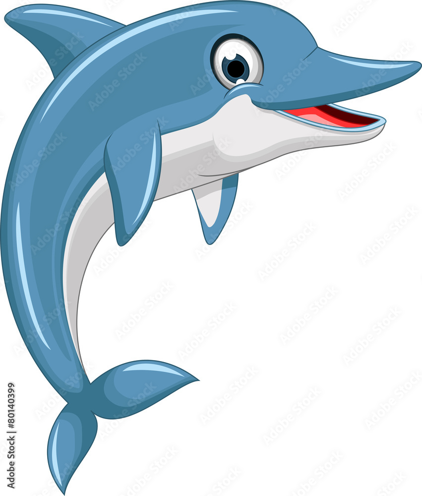Fototapeta premium cute dolphin cartoon jumping