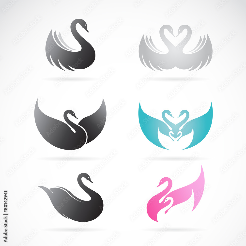 Vector set of swan design on white background Vector set of swan design on white background