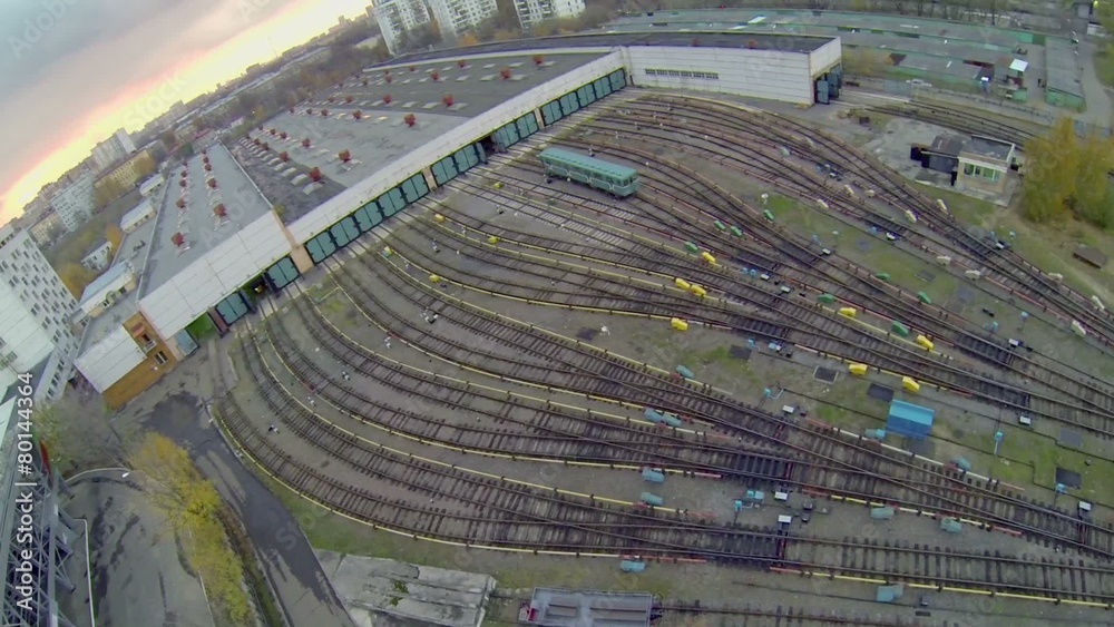 Metro train locomotive rides to car shed Metro train locomotive rides to car shed
