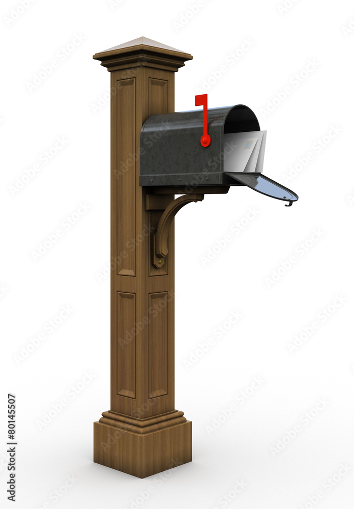 Retro open mailbox isolated on white background Retro open mailbox isolated on white background