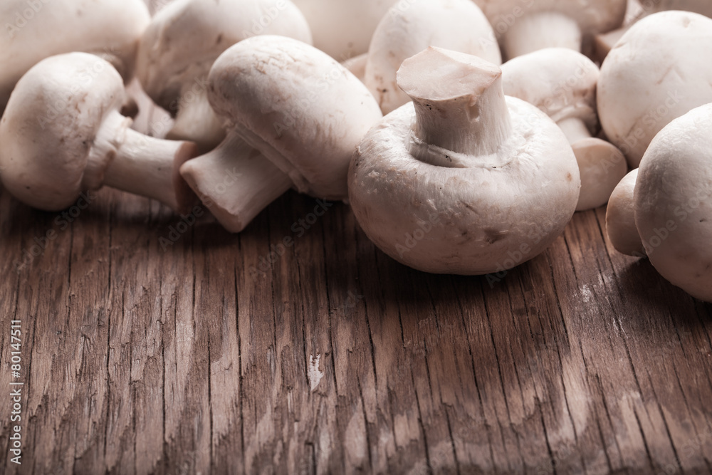 lots of fresh mushrooms lying