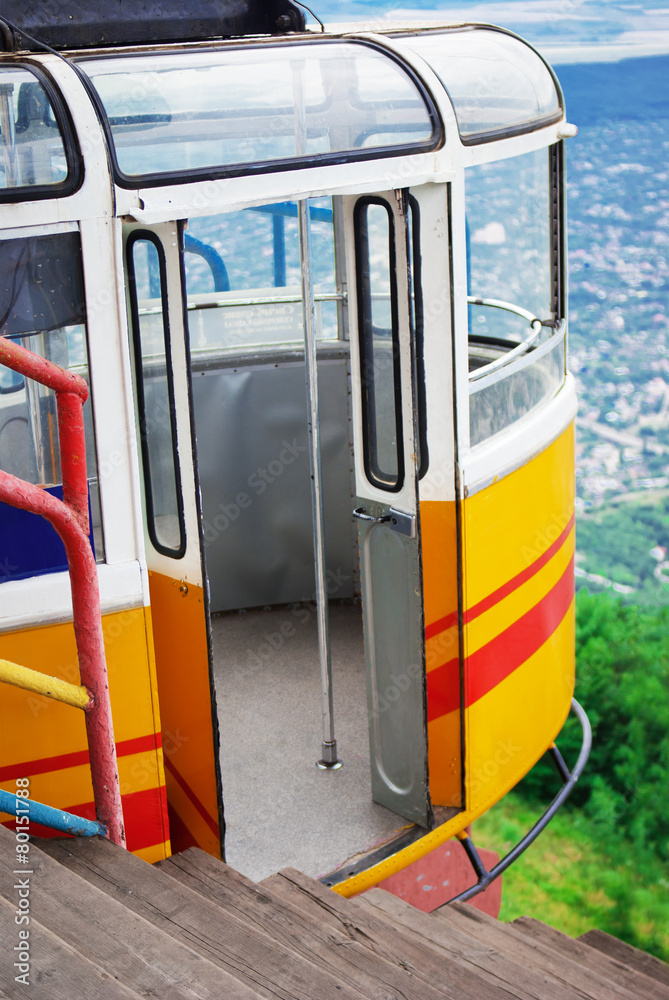 Cable car in mountains