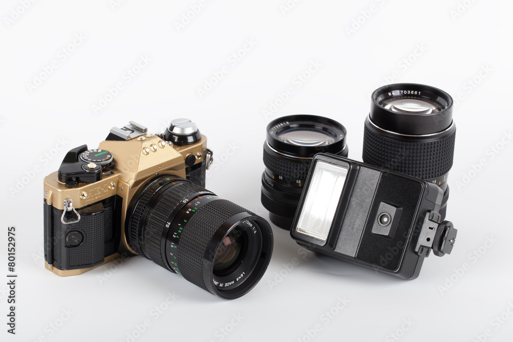 Golden vintage camera equipment