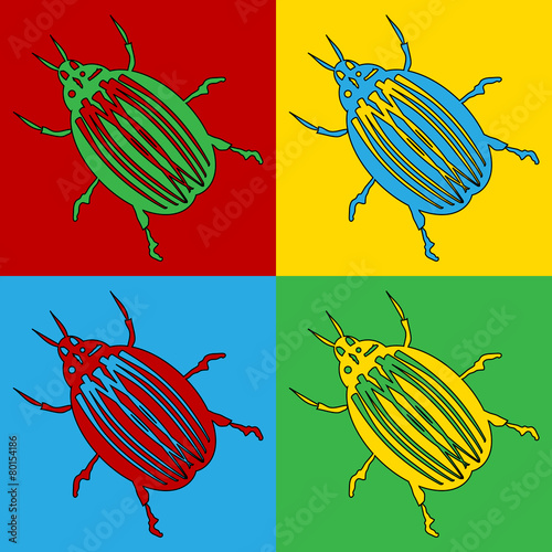 Pop art bug symbol icons.