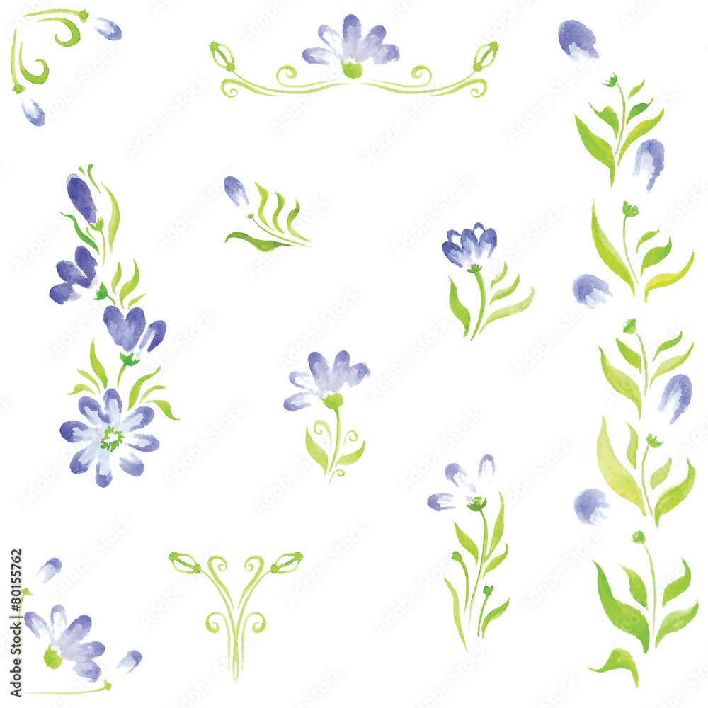 watercolor flowers in different styles watercolor flowers in different styles