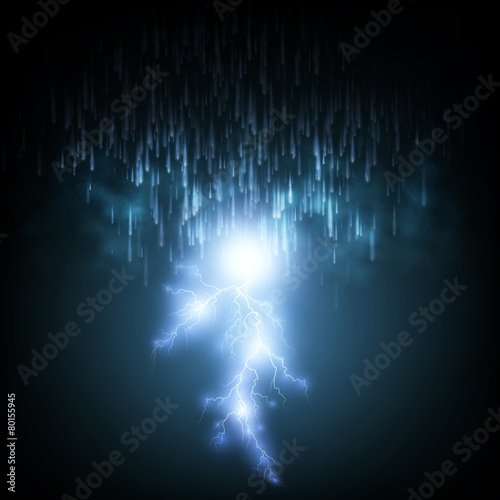 Thunderstorm Background With Rain and Lightning,
