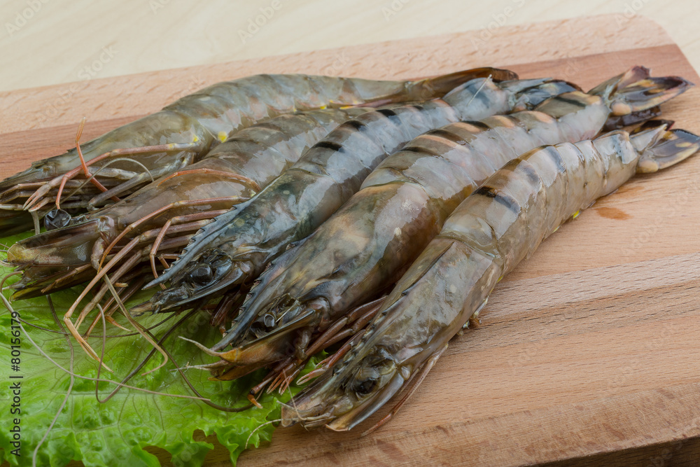 Raw tiger shrimps