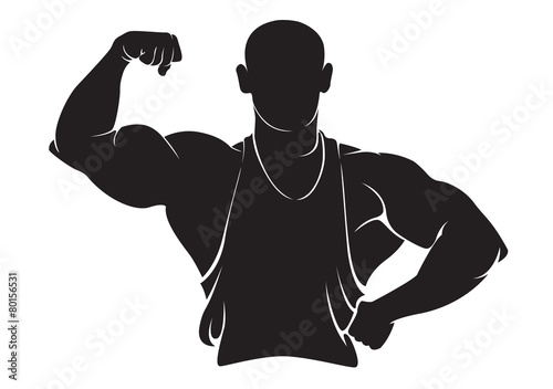 Bodybuilder. Vector silhouette isolated on white