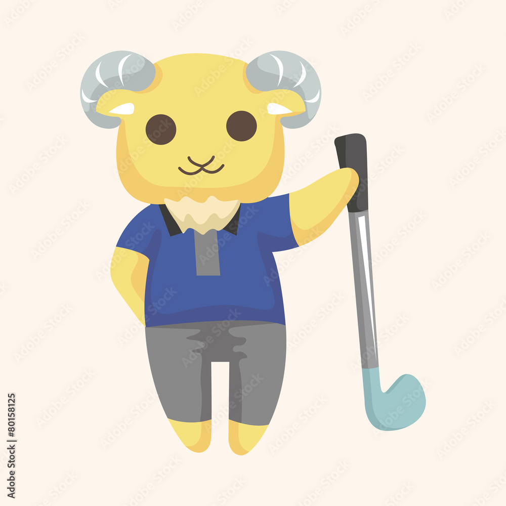 Animal goat doing sports cartoon theme elements Animal goat doing sports cartoon theme elements
