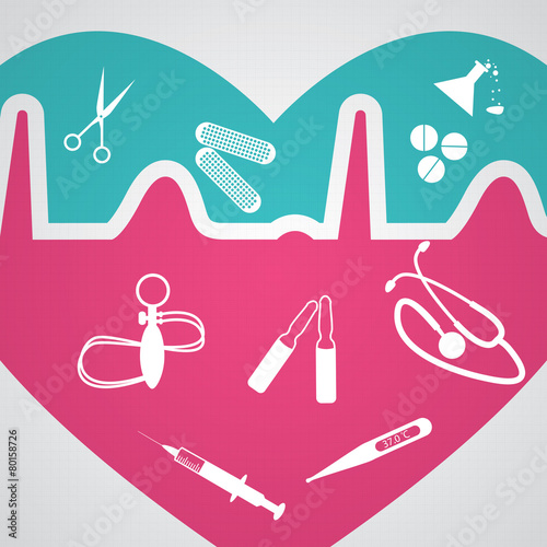 Abstract medical heart heartbeat creative icons