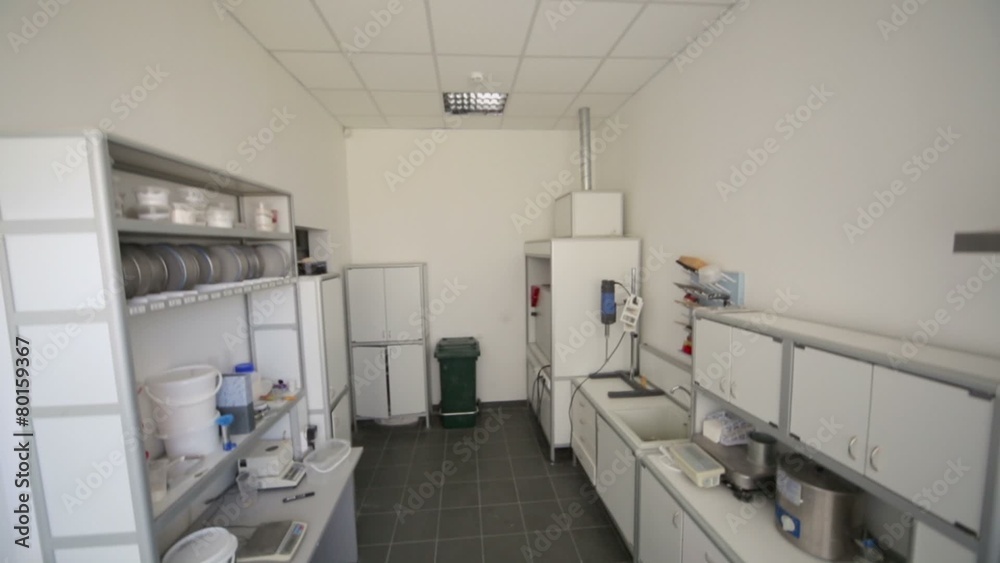 laboratory of construction dry mixes with cases, instruments