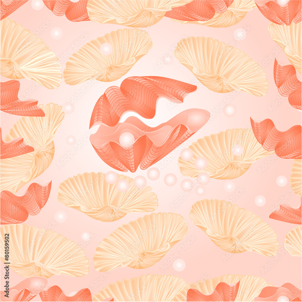 Seamless texture shells and pearl vector Seamless texture shells and pearl vector