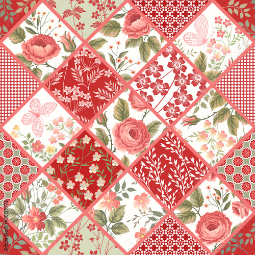 seamless patchwork pattern with flowers