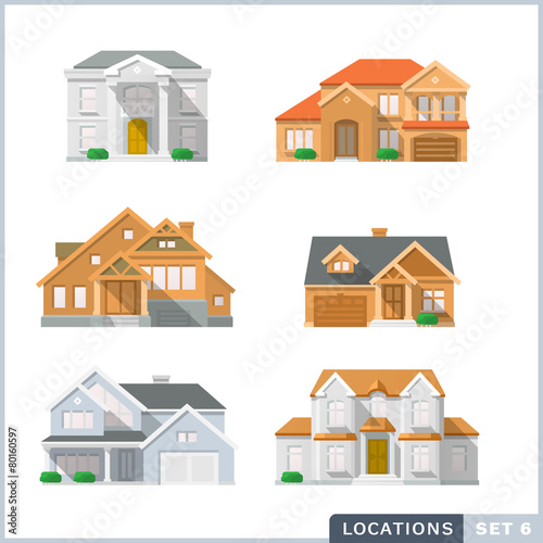 House icon set 2. Colourful flat illustrations