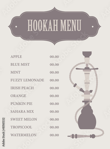 Hookah menu template.