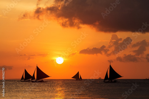 Beautiful sunset at Boracay, Philippines