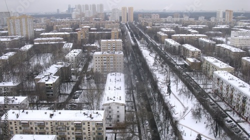 Aerial view of park in middle of city during winter, timelapse photo