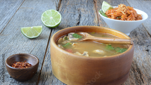 Sticker Tom Yum and Thai style noodles (Thai cuisine)