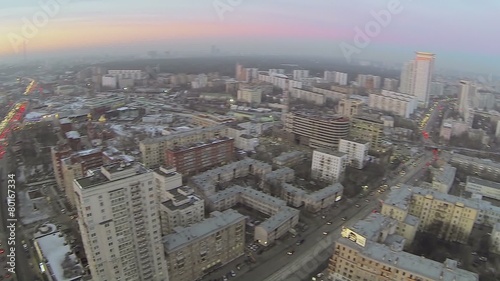 City panorama with traffic on Third Transport Ring at winter photo