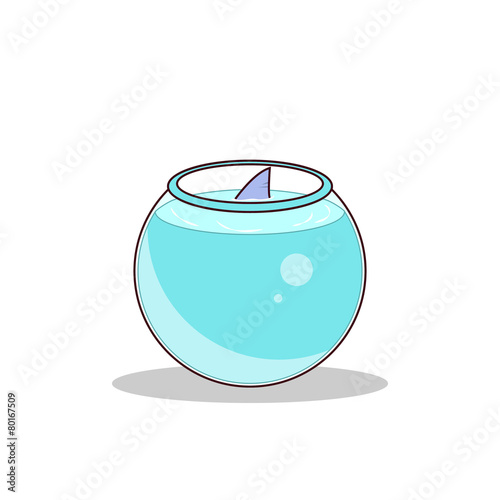 Isolated cartoon cute little shark tank
