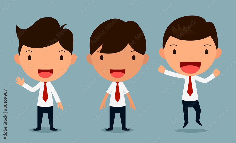 Set of businessman characters poses , office worker, vector form Set of businessman characters poses , office worker, vector form
