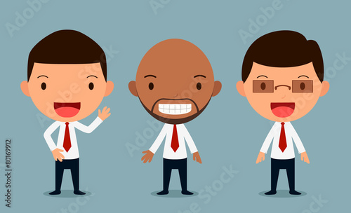 Set of businessman characters poses , office worker, vector form