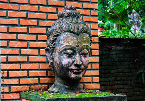 Buddha head ancient statue sacred photo