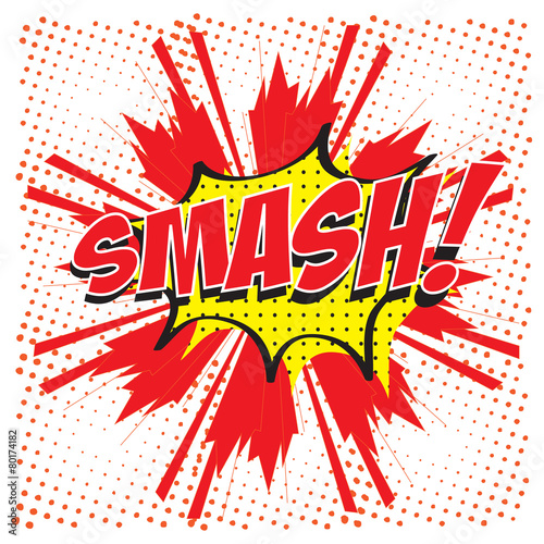 SMASH! wording in comic speech bubble in pop art style