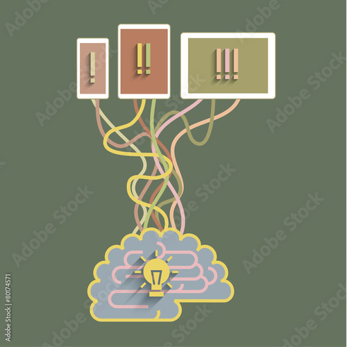 The brain is connected to the mobile devices.