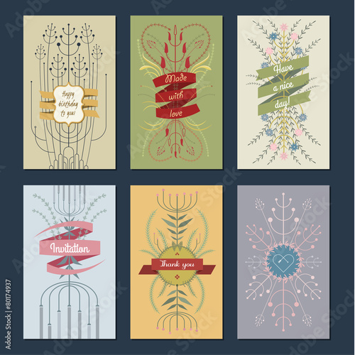 Gift cards with floral ornate