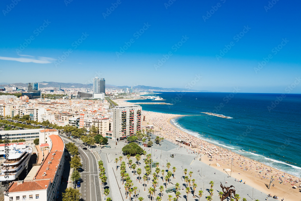 Barceloneta beach in Barcelona, Spain