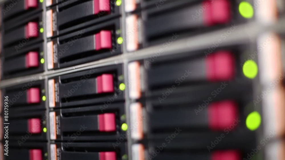 LED lamps flash in data server with multiple hard drives at rack LED lamps flash in data server with multiple hard drives at rack
