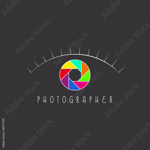 Abstract eye of the photographer logo, aperture of the camera